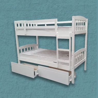 Maryl King Single Bunk Bed with Drawers White