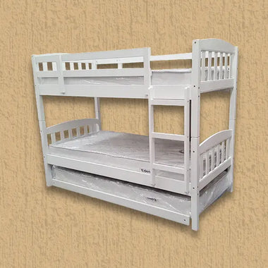 Maryl Single Bunk Bed with Trundle White